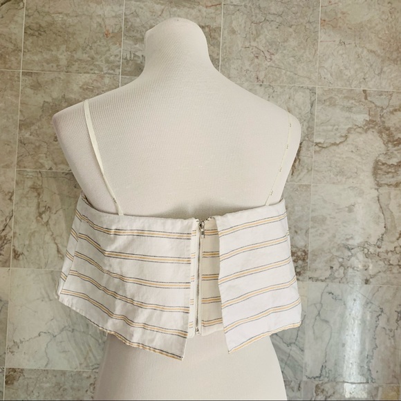 J.O.A. Striped Strapless Linen Blend Crop Top - Picture 5 of 6
